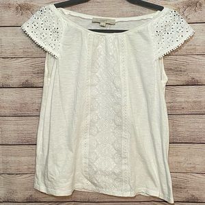 Loft shirt with lace cap-sleeves